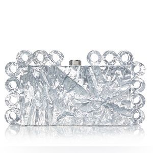New Cult Gaia Harlow Acrylic Clutch in Silver